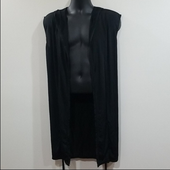 men's sexy black hooded bath robe in a size L - Picture 4 of 16